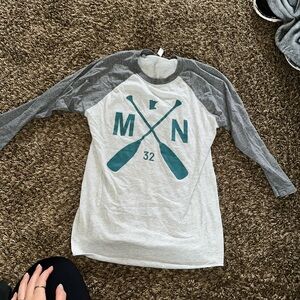 Gray and White Raglan Tee with MN Graphic